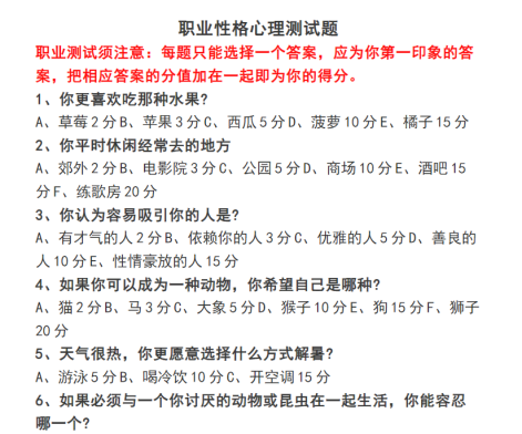 经典职场心理学内容_职场心理测试题免费下载