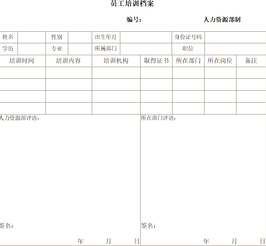 员工档案资料_员工档案表格模板免费下载