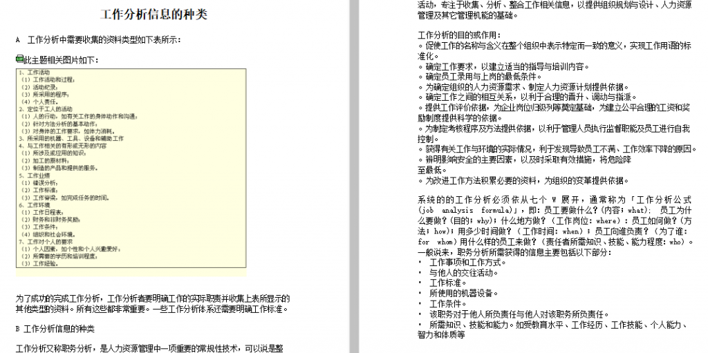 工作分析中信息的种类免费下载