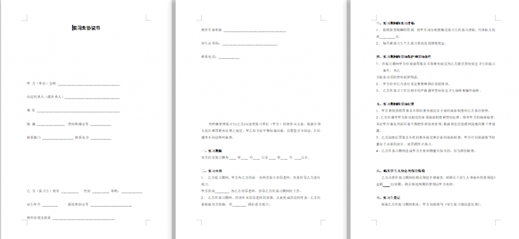 校园招聘-签订录用-实习生协议书模板免费下载