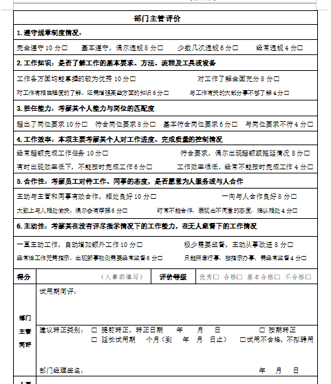 新员工转正申请模板免费下载