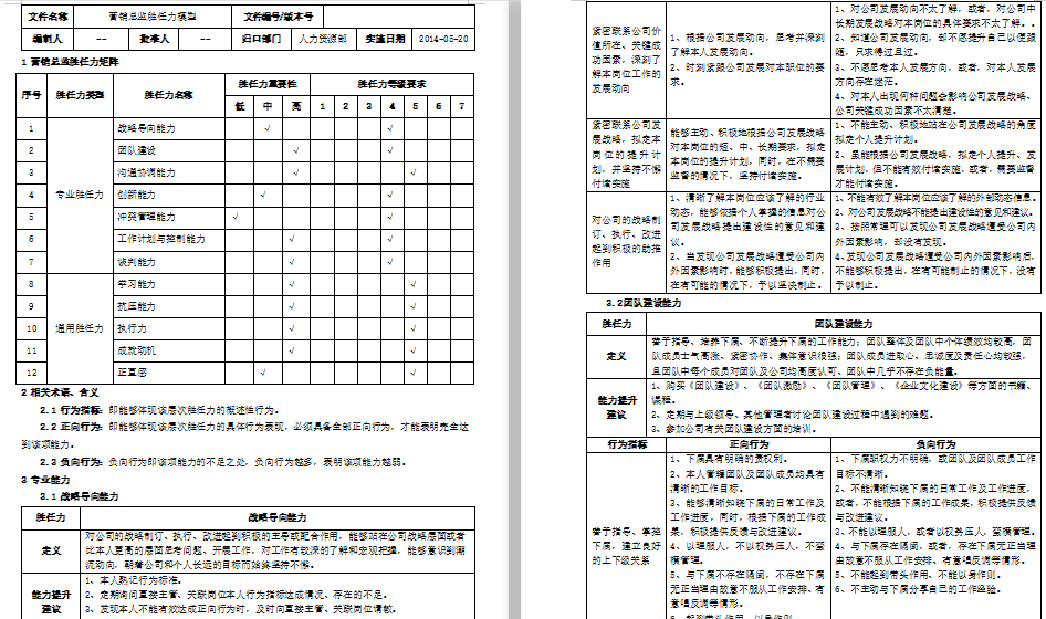 营销总监胜任力模型范本免费下载