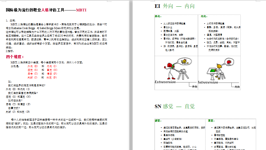 国际最为流行的职业人格评估工具：MBTI免费下载