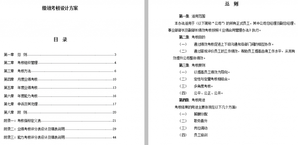 绩效考核方案（全套）免费下载