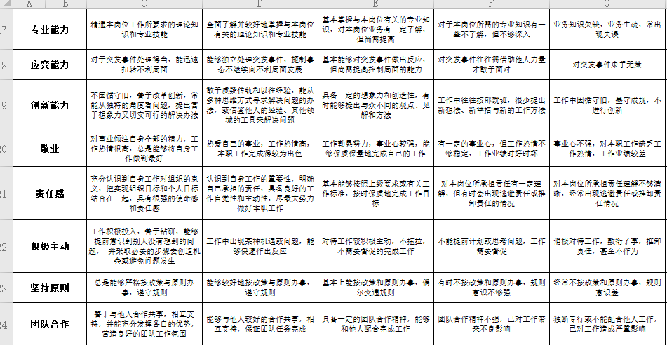 领导力评价表免费下载