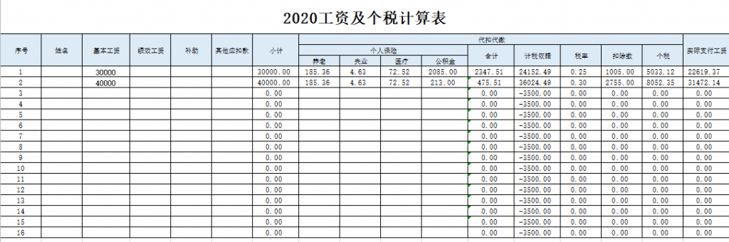 020（最新）excel工资表免费下载"