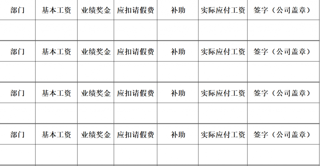 员工工资表（模板范本及个人工资单模板）免费下载