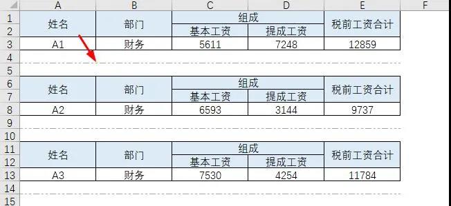 带“ 裁剪线 ” 的工资条，怎么做？