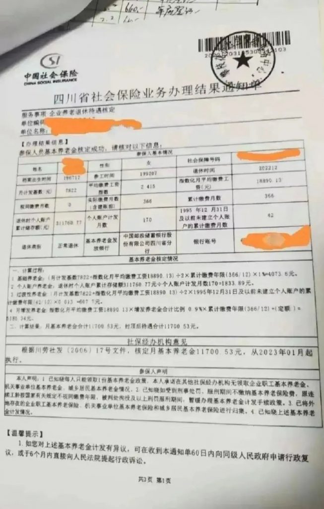 蚂蚁工资条：养老金多高才算高？这位退休老人的工资条让人大开眼界